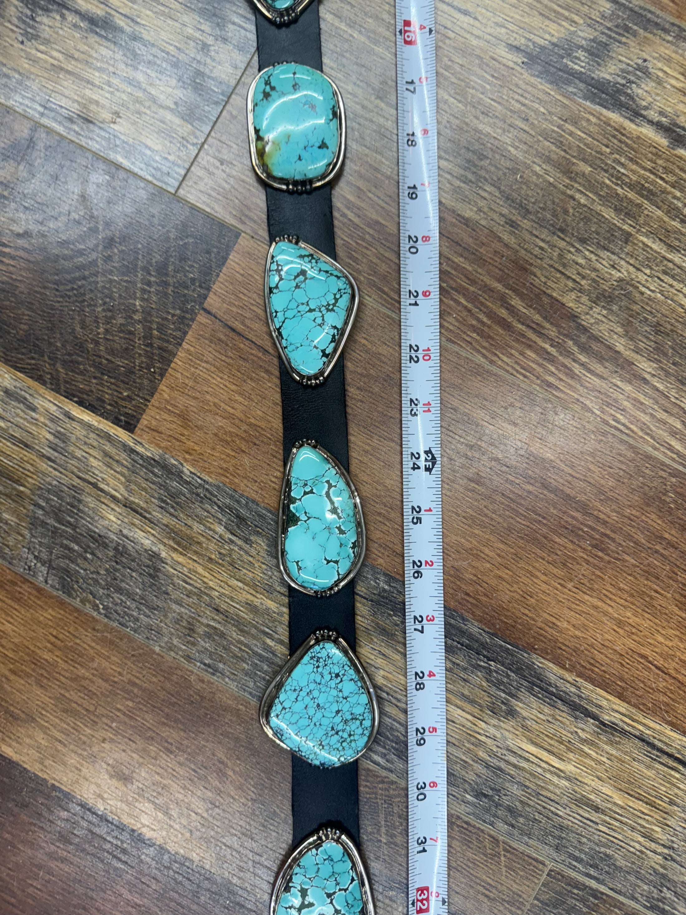 Gorgeous Native American Baby Blue Turquoise Slab Concho Belt