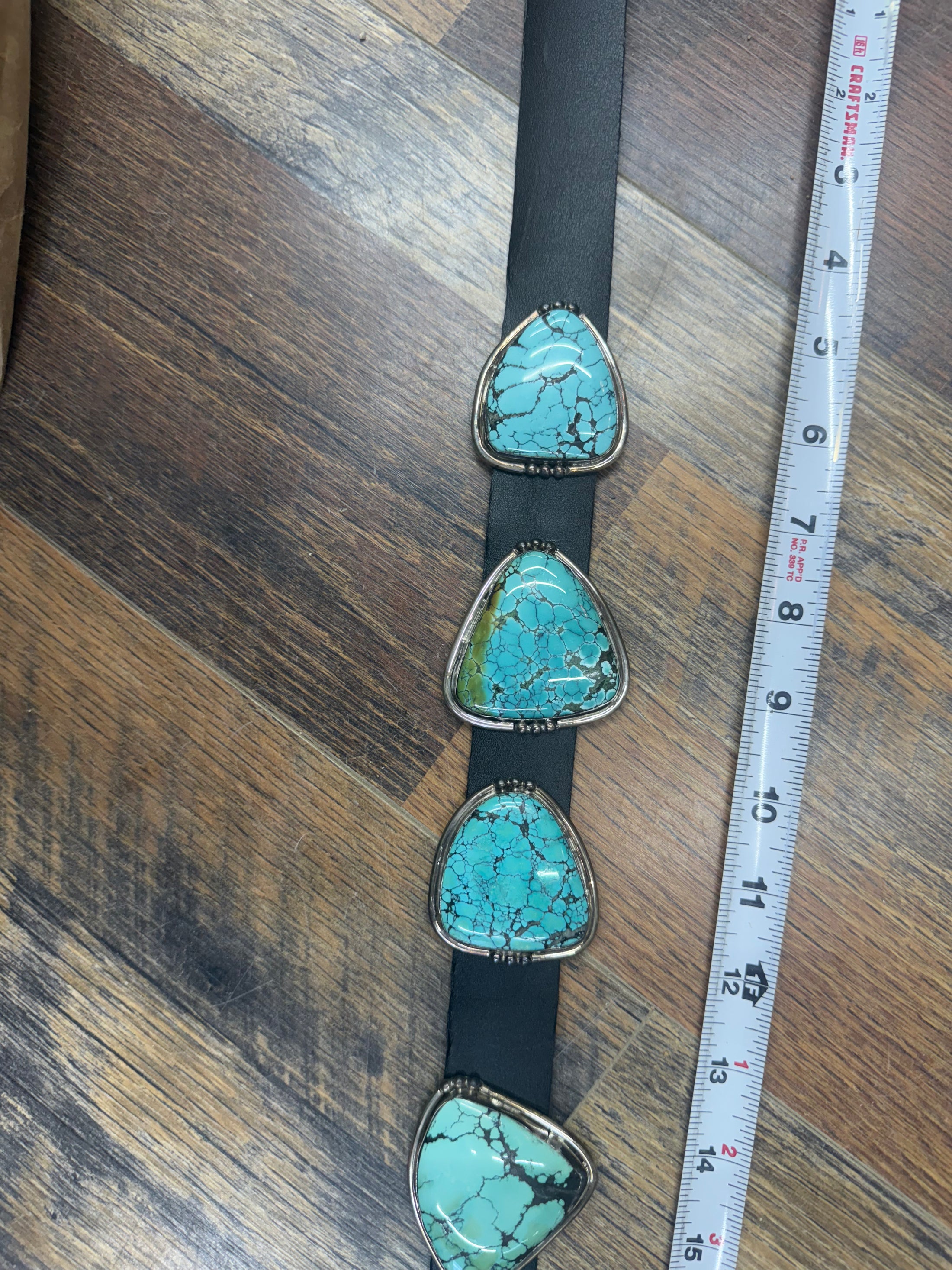 Gorgeous Native American Baby Blue Turquoise Slab Concho Belt