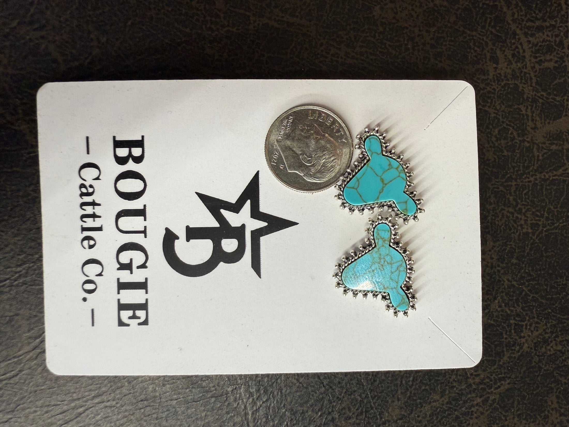 Costume Turquoise Cow Stud Earring