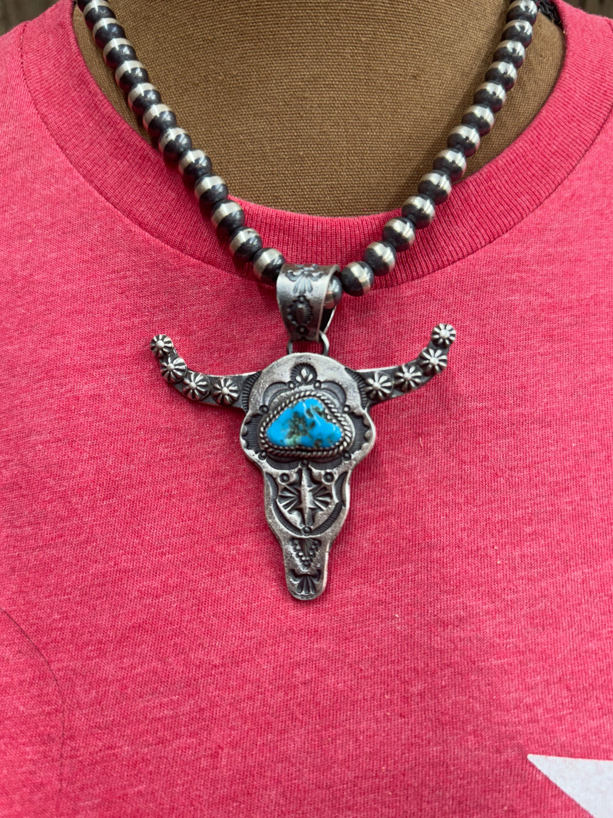 Native American Hand Stamped Steerhead Pendant