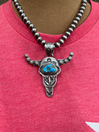 Native American Hand Stamped Steerhead Pendant