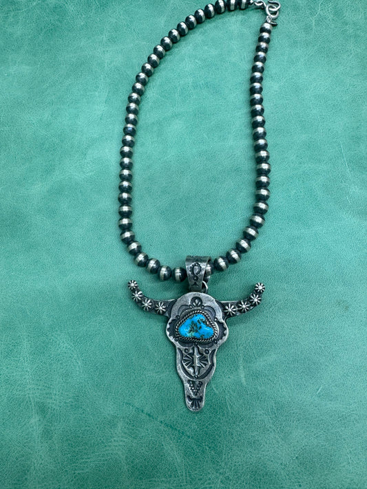 Native American Hand Stamped Steerhead Pendant