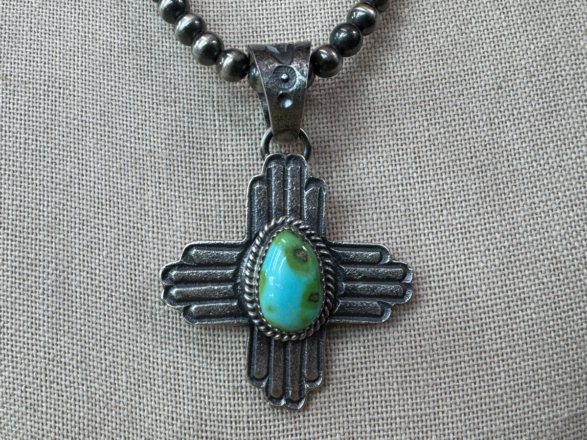 Native American Turquoise Zia Symbol Pendant