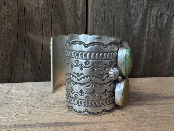 Native American Turquoise Sterling Silver Cuff - Artist Signed