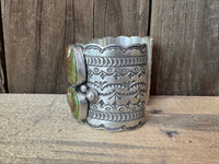 Native American Turquoise Sterling Silver Cuff - Artist Signed