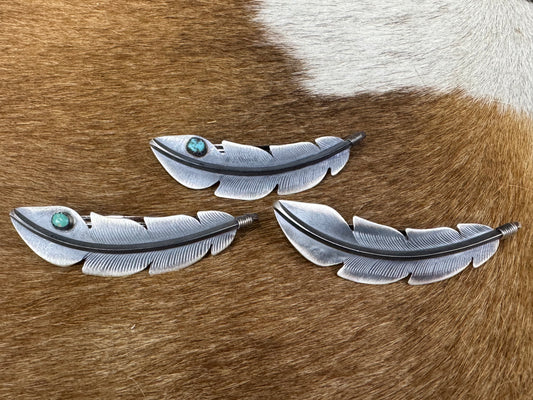 Native American Feather Sterling Silver Hair Clip
