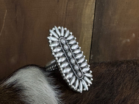 Native American Sterling Silver Cluster Adjustable Ring