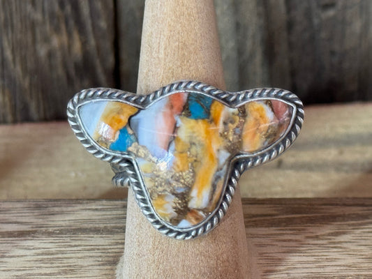 Native American Cow Head Sterling Silver Adjustable Ring
