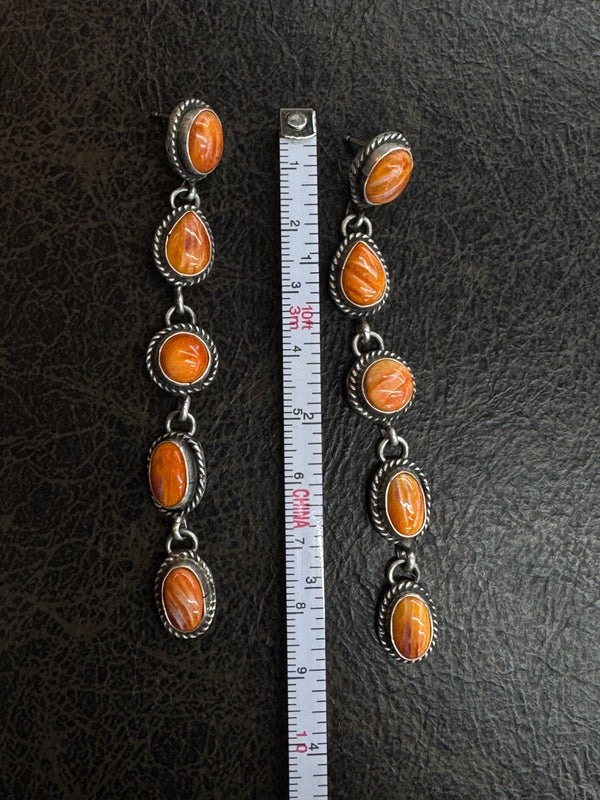 Spiny Oyster Sterling Silver Dangle Earrings