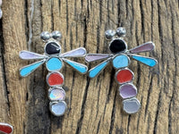 Dragon Fly Sterling Silver Post Earring with Stone Inlay