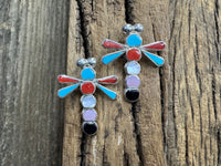 Dragon Fly Sterling Silver Post Earring with Stone Inlay