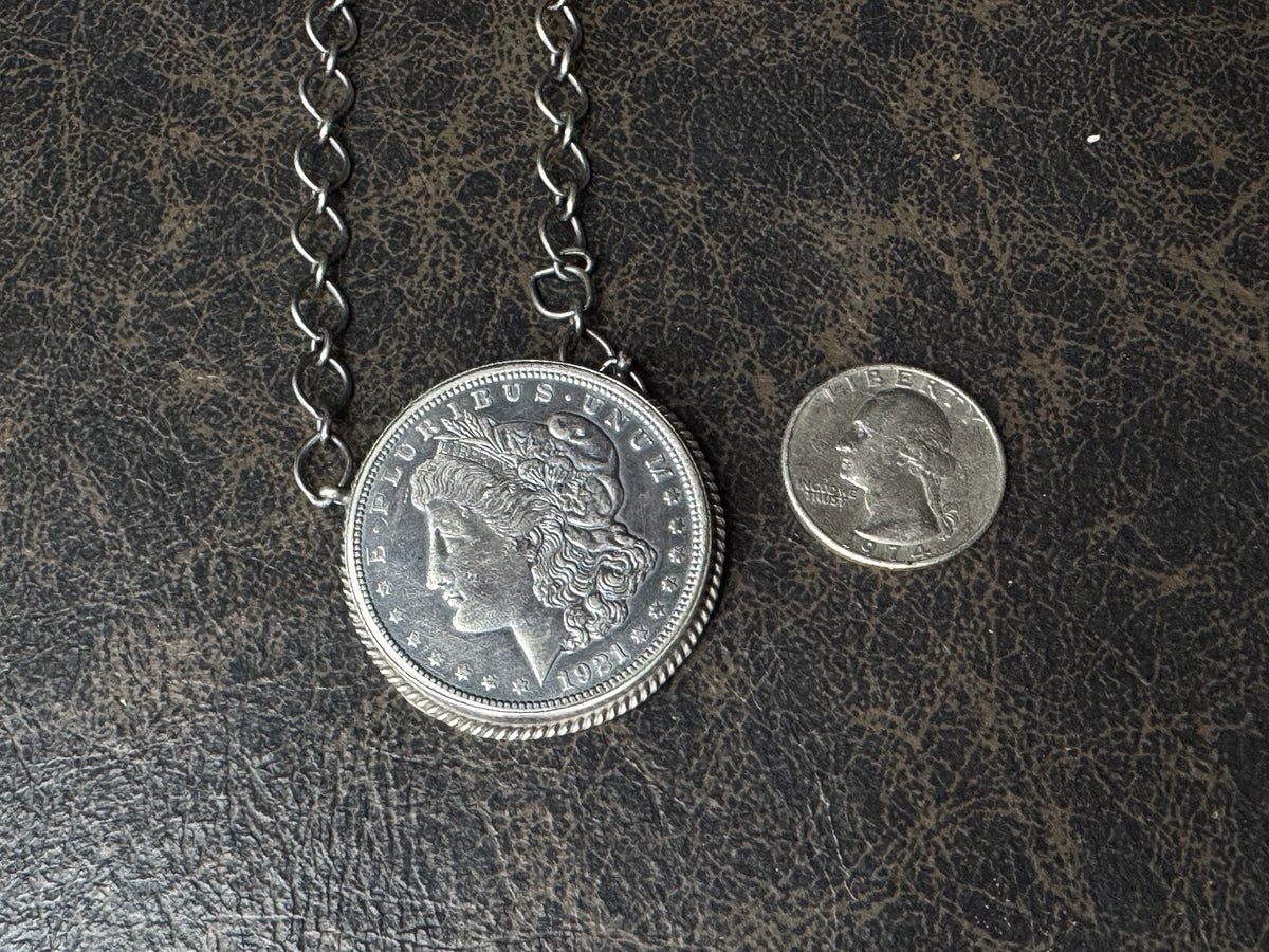 1921 Morgan Silver Dollar Sterling Silver Necklace