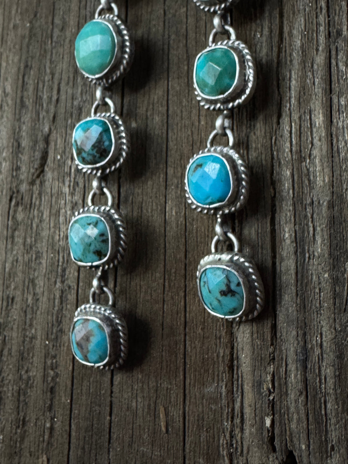 Handmade Native American Turquoise Dangle Earrings