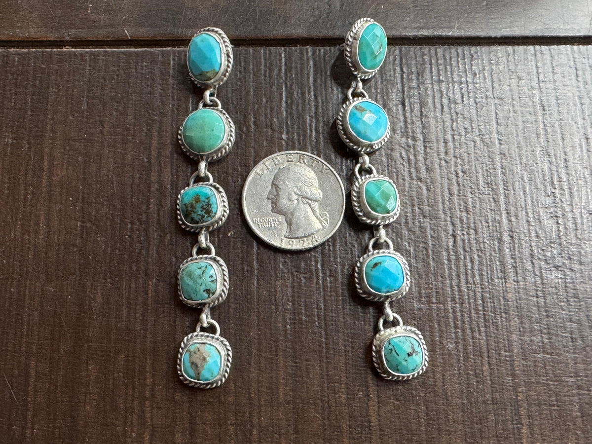 Handmade Native American Turquoise Dangle Earrings