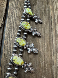 Native American Handmade Palomino Turquoise Sterling Silver Squash Blossom