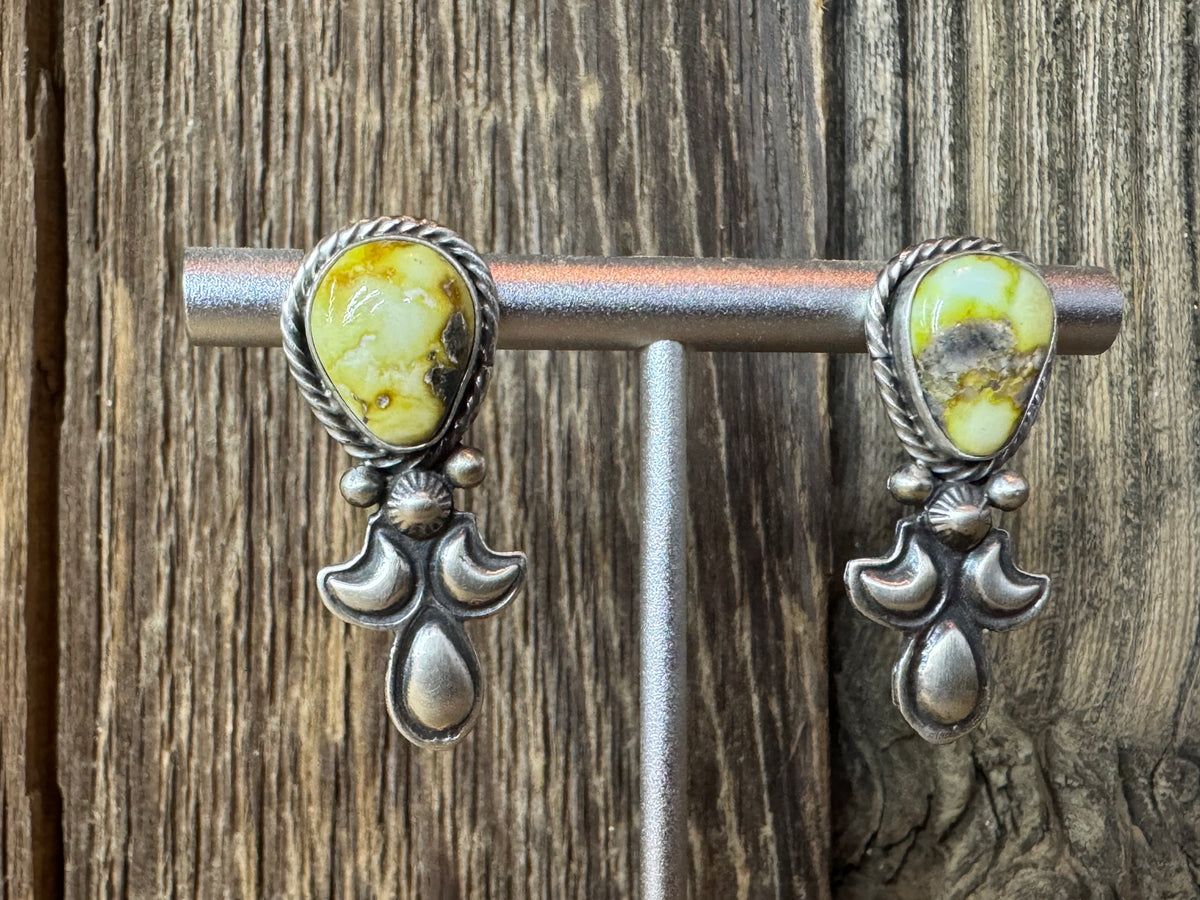 Native American Handmade Palomino Turquoise Sterling Silver Squash Blossom