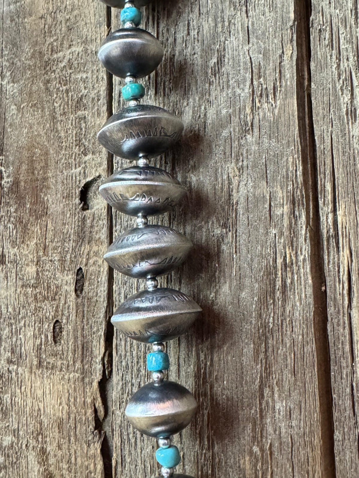 Handmade Native American Sterling Silver Disk Navajo Pearl Necklace and Earring Set