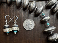 Handmade Native American Sterling Silver Disk Navajo Pearl Necklace and Earring Set