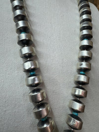 Handmade Native American Sterling Silver Navajo Pearl Lariat with Matching Earrings