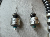 Handmade Native American Sterling Silver Navajo Pearl Lariat with Matching Earrings