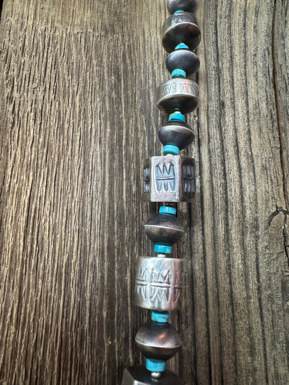 Handmade Native American Sterling Silver Necklace Earrings Set with Turquoise