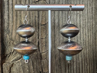 Handmade Native American Sterling Silver Necklace Earrings Set with Turquoise