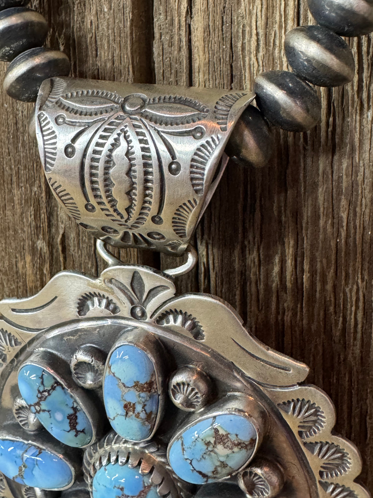 Native American Turquoise Cluster Sterling Silver Pendant