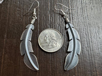 Native American Feather Sterling Silver Dangle Earrings