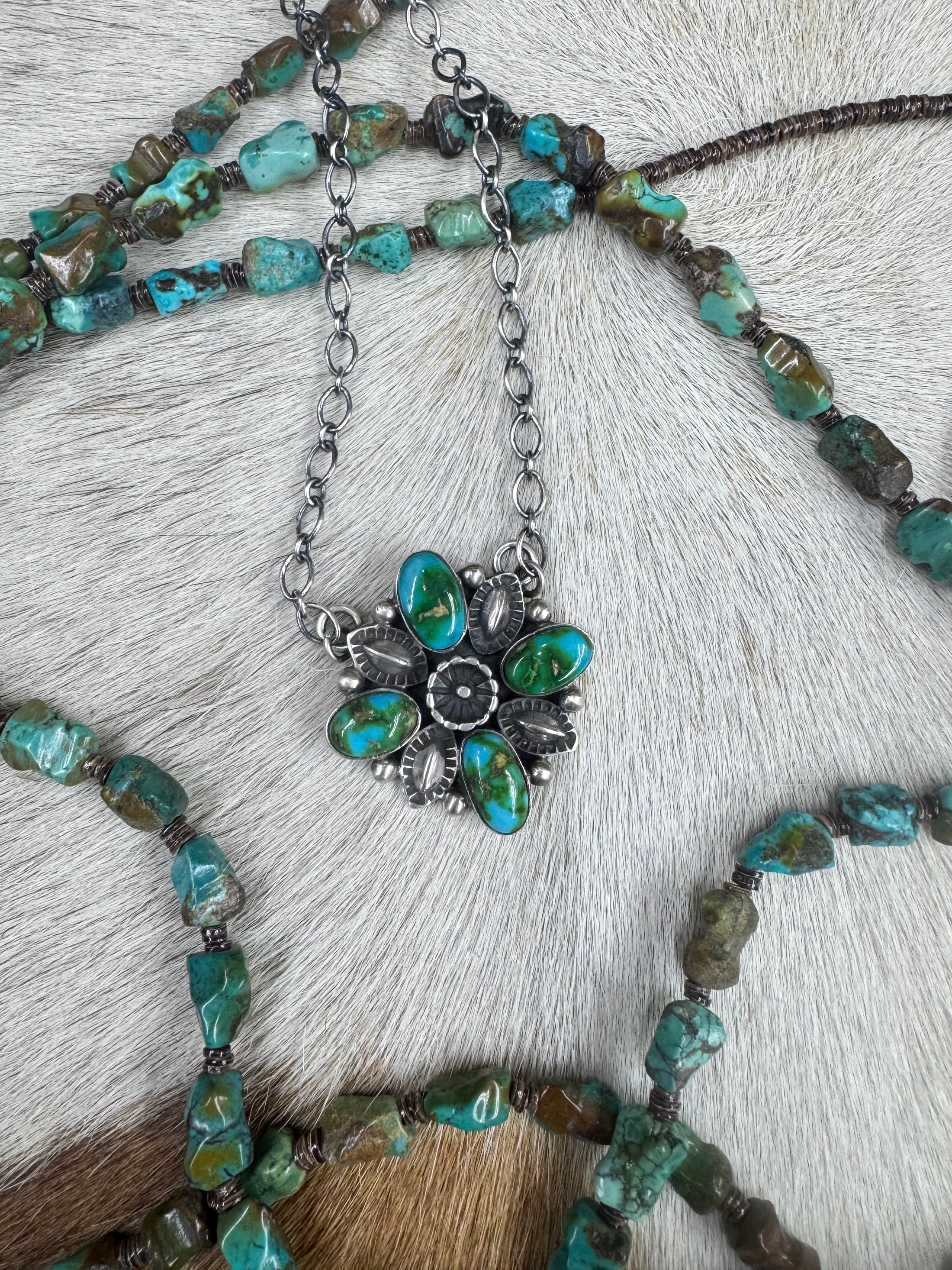 Handmade Native American Turquoise Necklace - Artist Signed