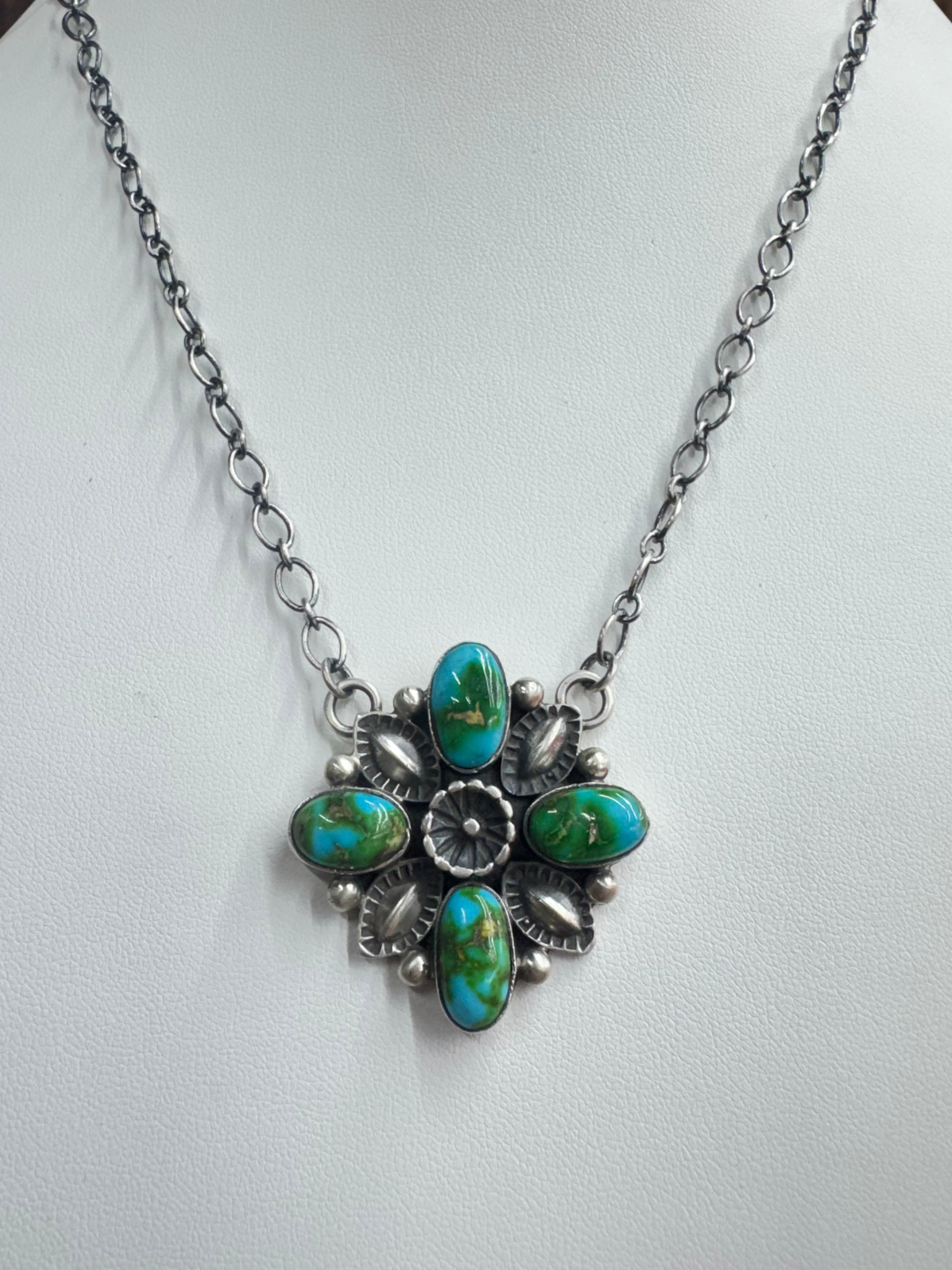 Handmade Native American Turquoise Necklace - Artist Signed
