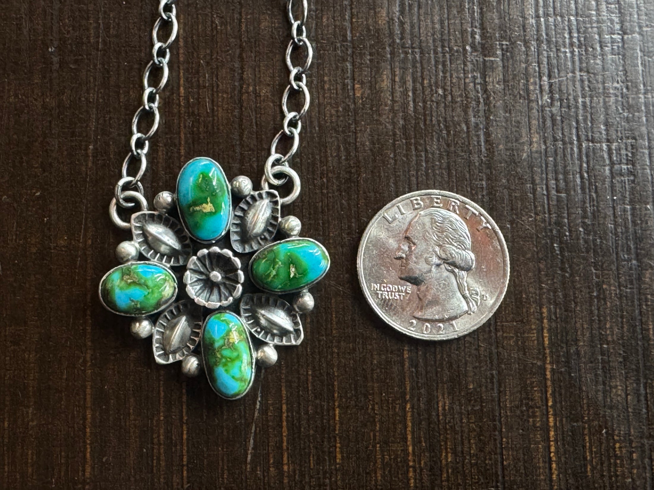 Handmade Native American Turquoise Necklace - Artist Signed