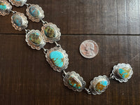 Handmade Native American Turquoise Sterling Silver Lariat Necklace with Earrings