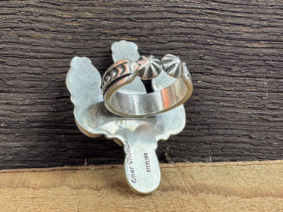 Native American Handmade Turquoise Cactus Sterling Silver Ring