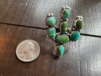 Native American Handmade Turquoise Cactus Sterling Silver Ring