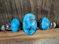 Native American Sterling Silver 3 Stone Turquoise Cuff