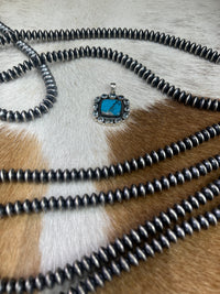 Sterling Silver Turquoise Square Pendant