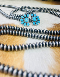 Sterling Silver Turquoise Cluster Earrings