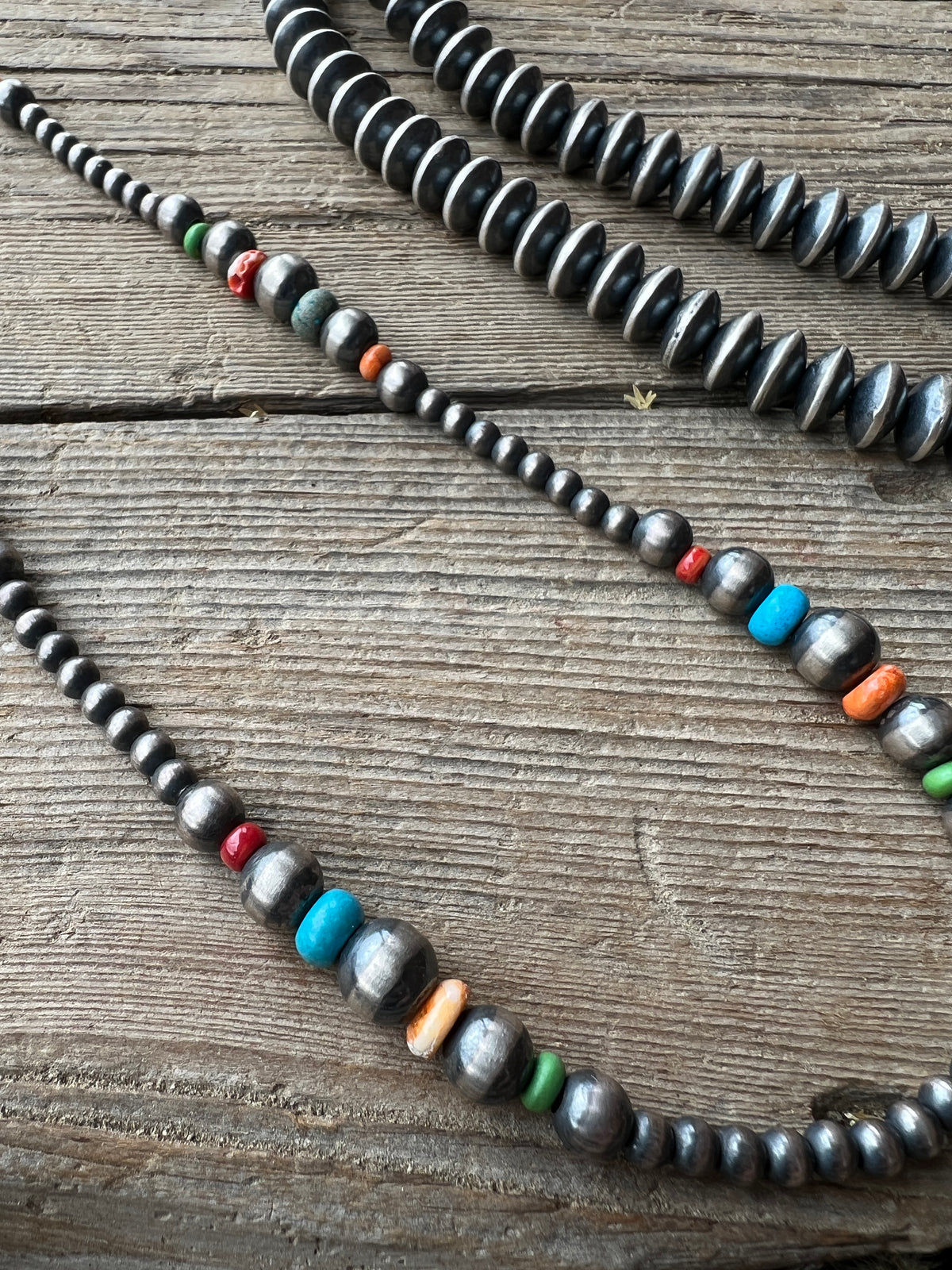 Navajo Sterling Silver & Multi Stone Beaded Necklace