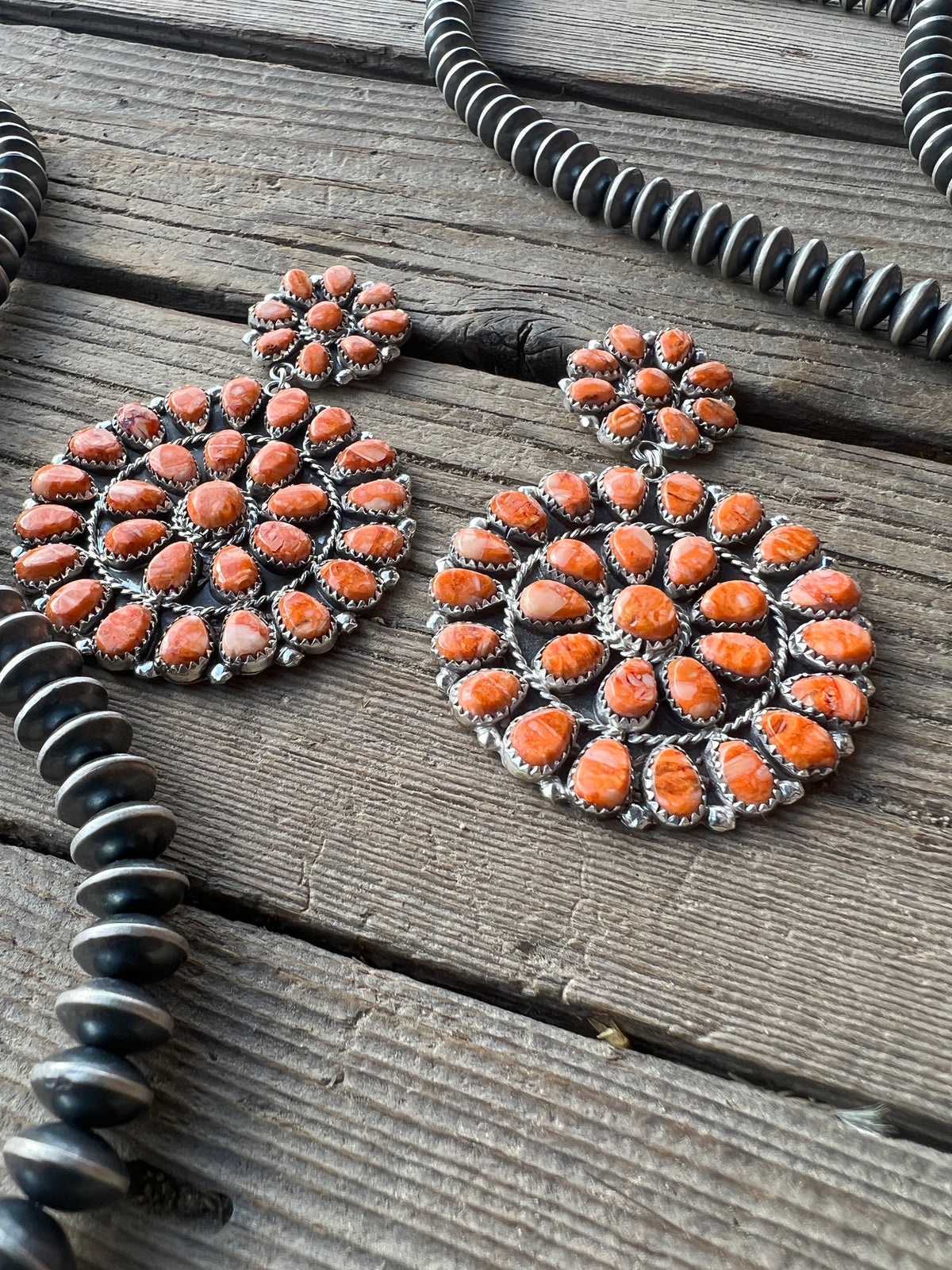 Large Sterling Silver Spiny Oyster Cluster Earrings