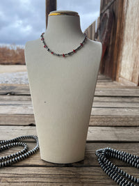 Sterling Silver Red Coral Navajo Pearls