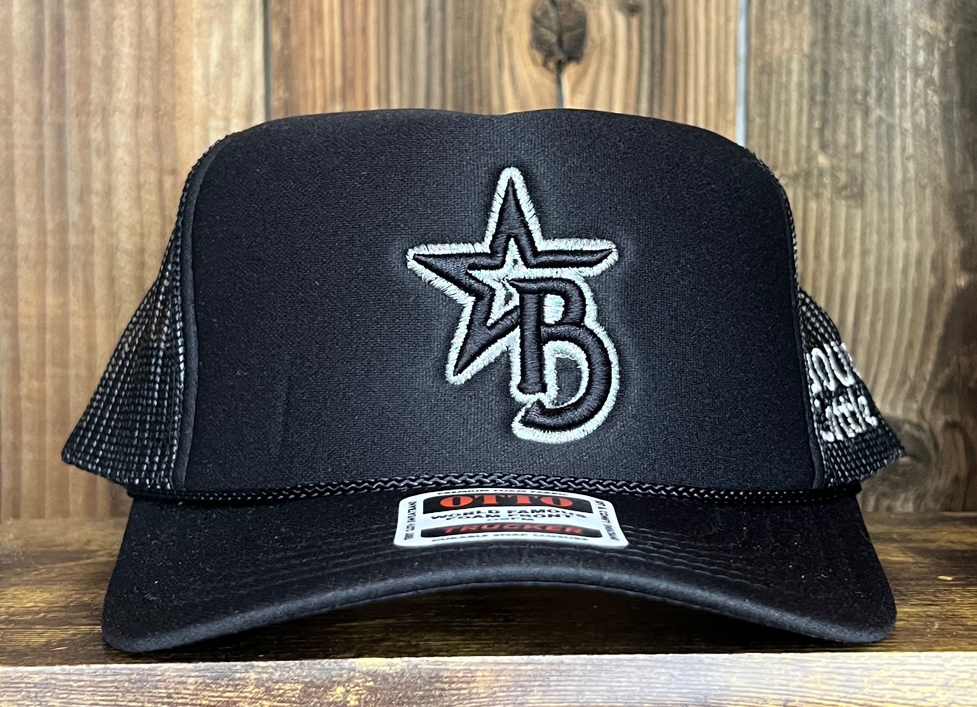 Metallic Silver Bougie Logo Black Foam Trucker Hat