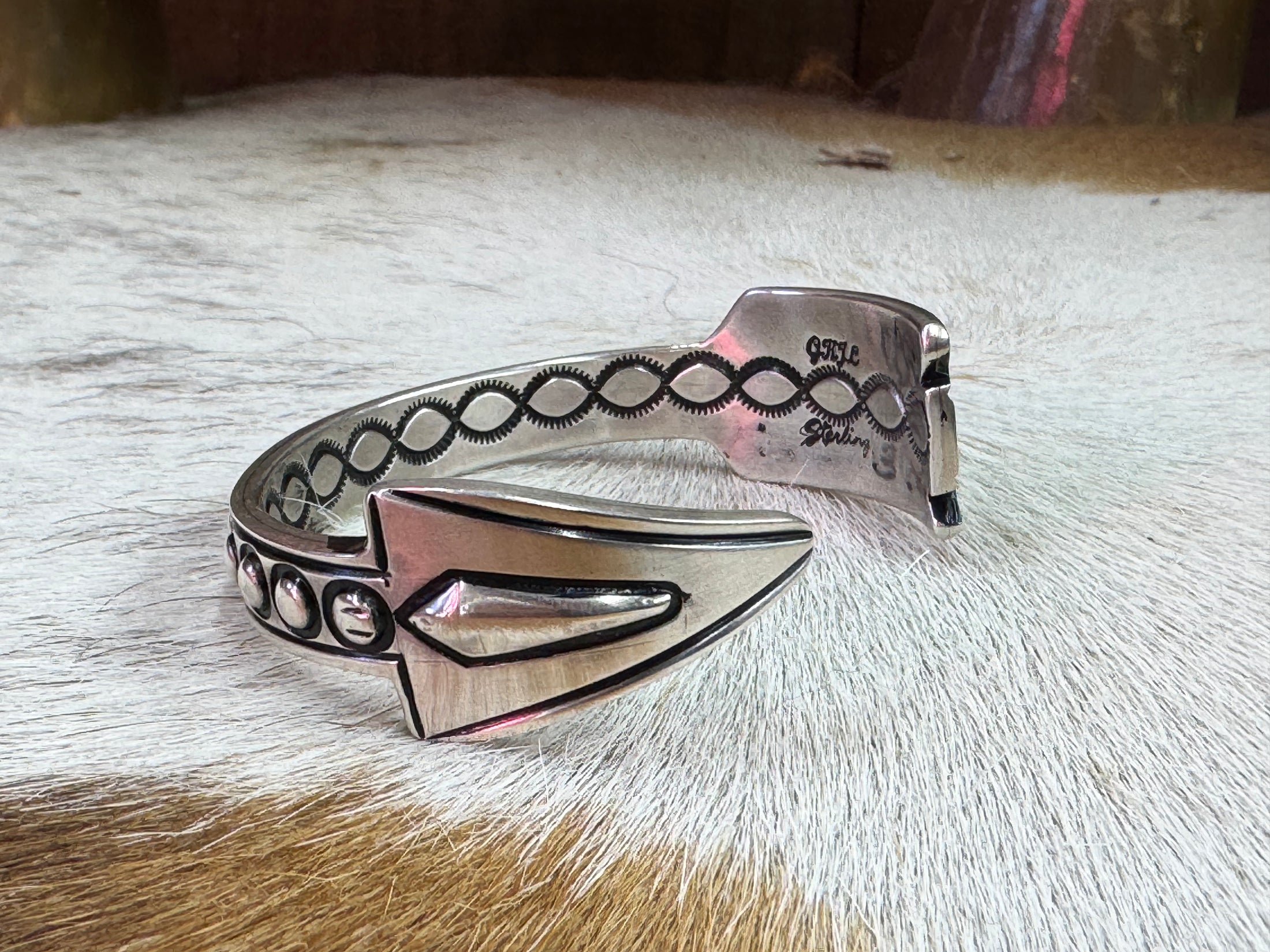 Sterling Silver Arrow Cuff Signed by Artist