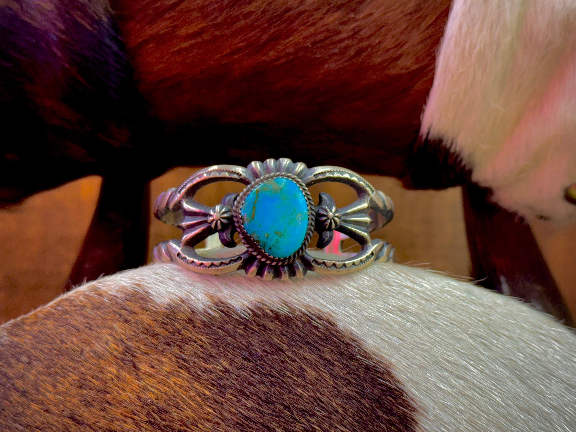 Vintage Sterling Silver Turquoise Cuff – Bougie Cattle Company