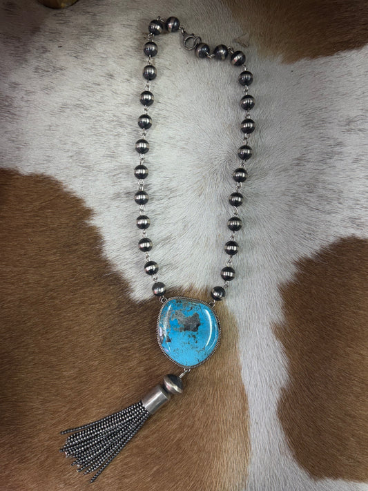 Large Sterling Silver Turquoise Necklace