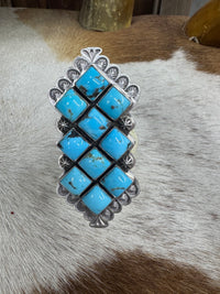 Native American Large Turquoise Sterling Silver Statement Ring