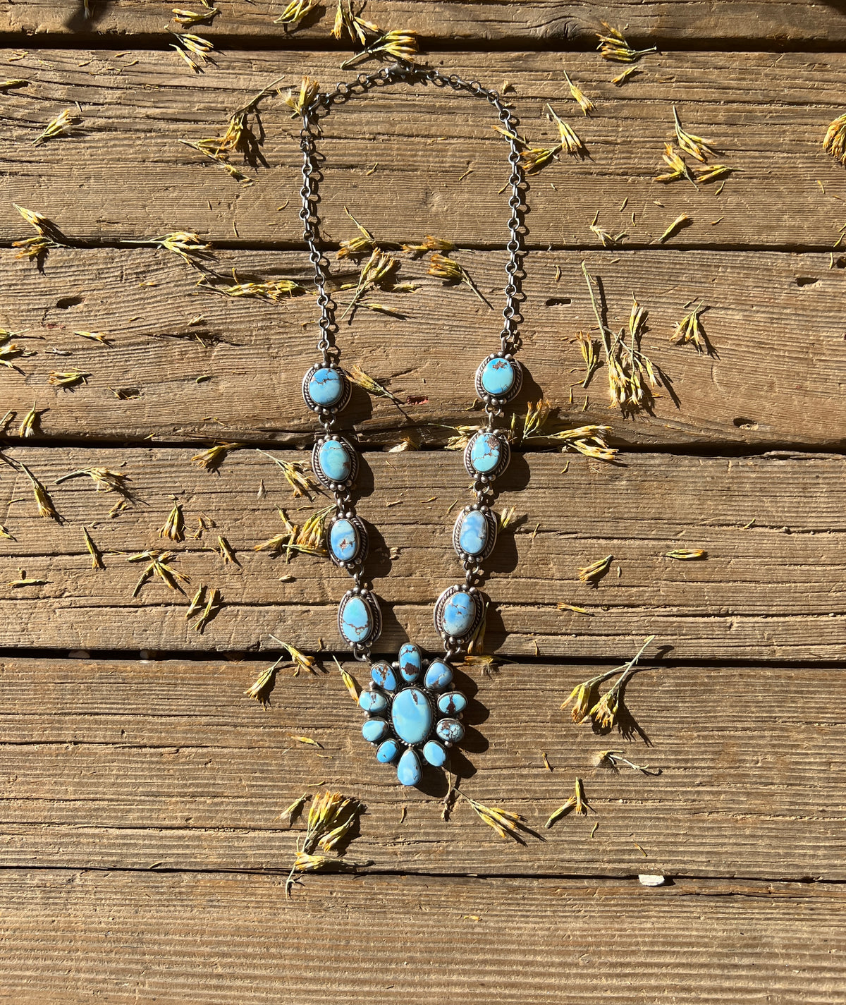 Dry-Creek Turquoise Sterling Silver Lariat Necklace/Earring Set